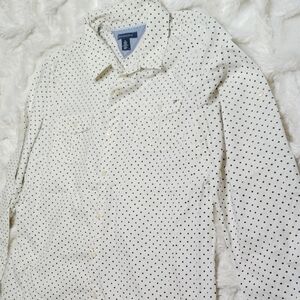 Tommy Hilfiger White and Black Polka Dot Blouse